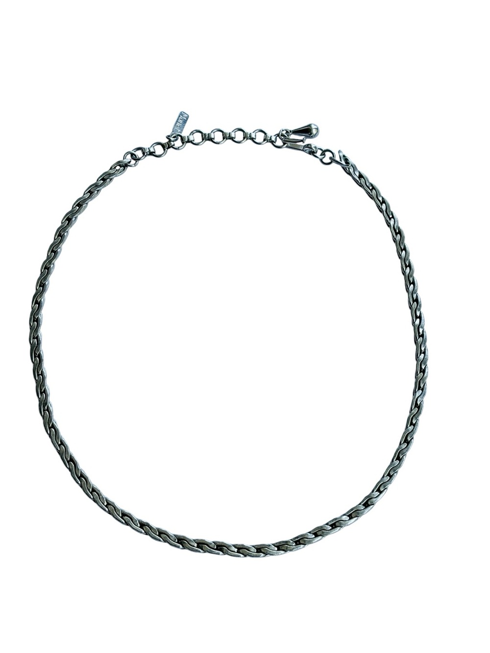 Vintage Monet Signed Silver Tone Twisted Chain Choker Necklace 16” Adjustable